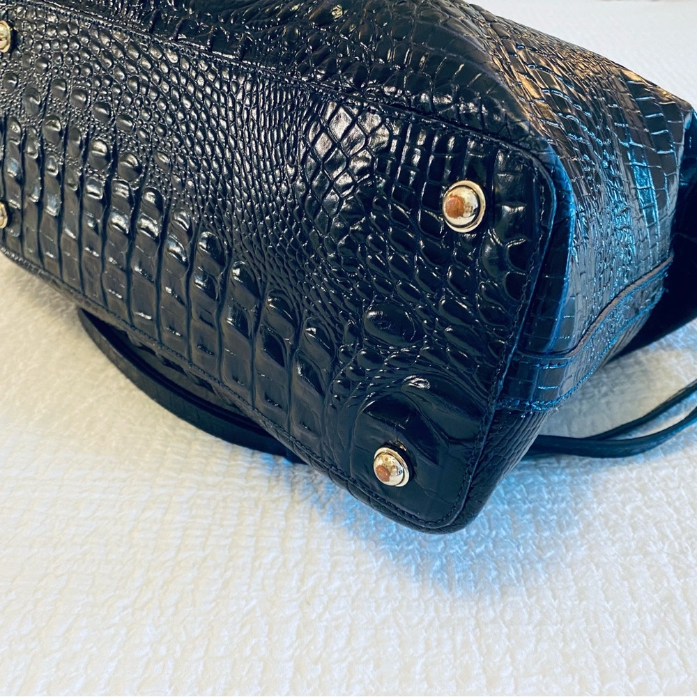 Brahmin Duxbury Crossbody Satchel. Cobalt Blue Melbourn, Croc-Embossed. - Picture 11 of 16